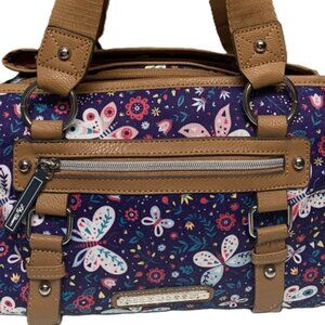 Lily Bloom Triple Section Landon Multi-Purpose Satchel Bag - Electric Butterfly
